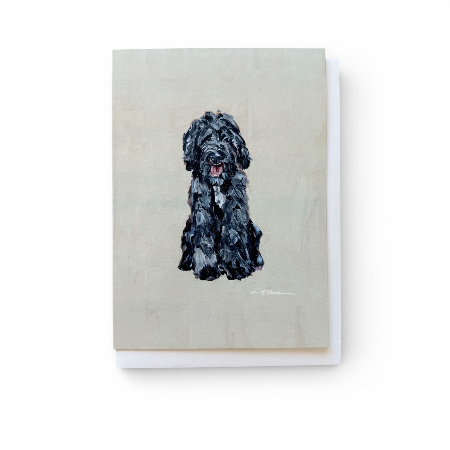 Black Shaggy Goldendoodle Frameable Dog Card