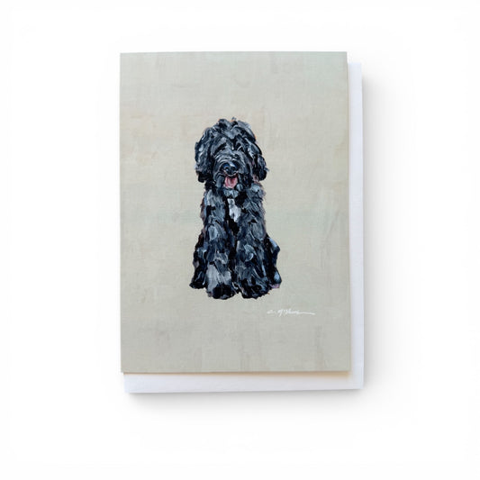 Black Shaggy Goldendoodle Frameable Dog Card