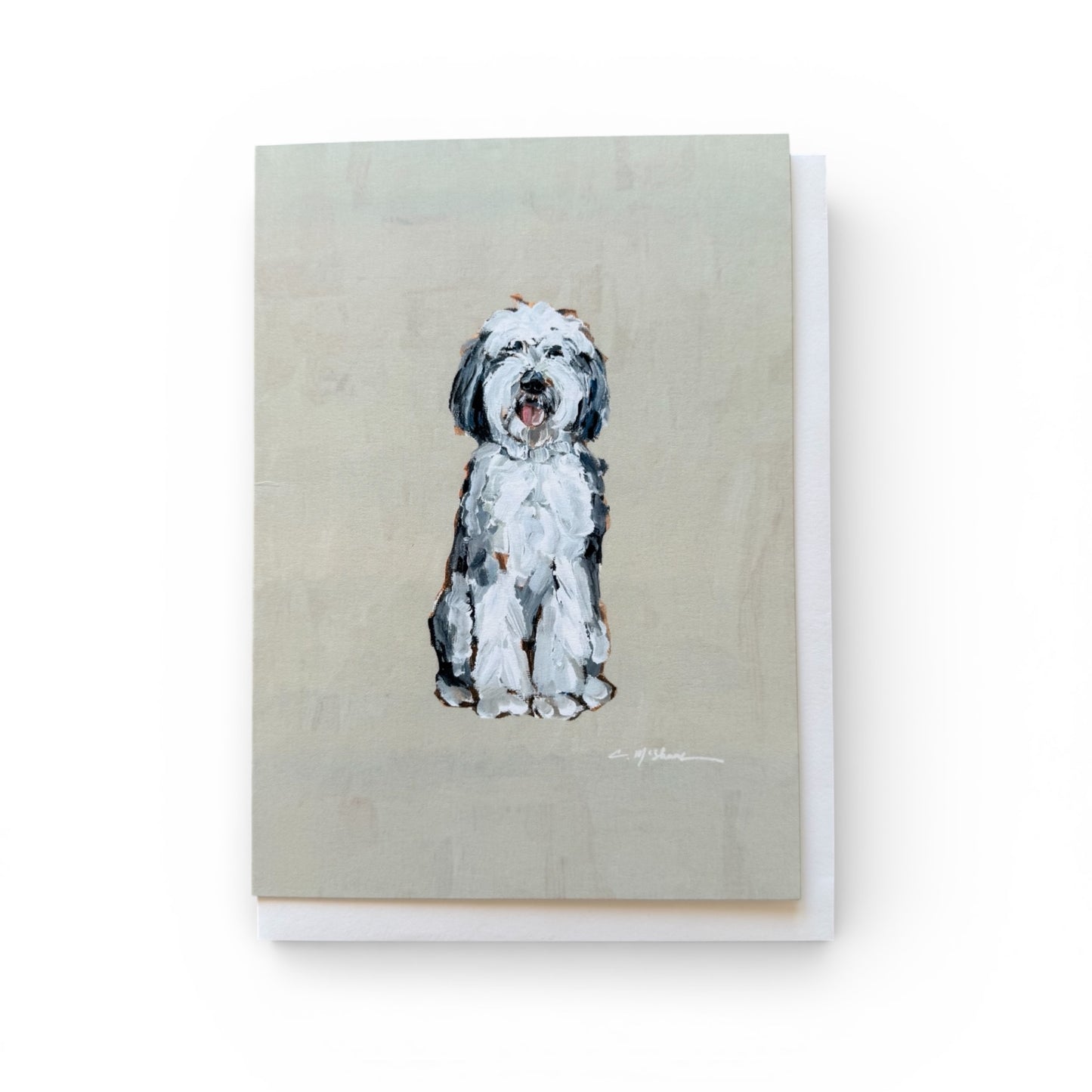 "Doodle Gray & White" framable card
