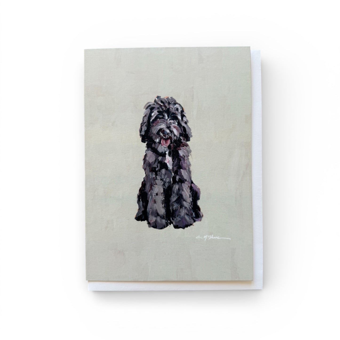 Chocolate Shaggy Goldendoodle Frameable Dog Card