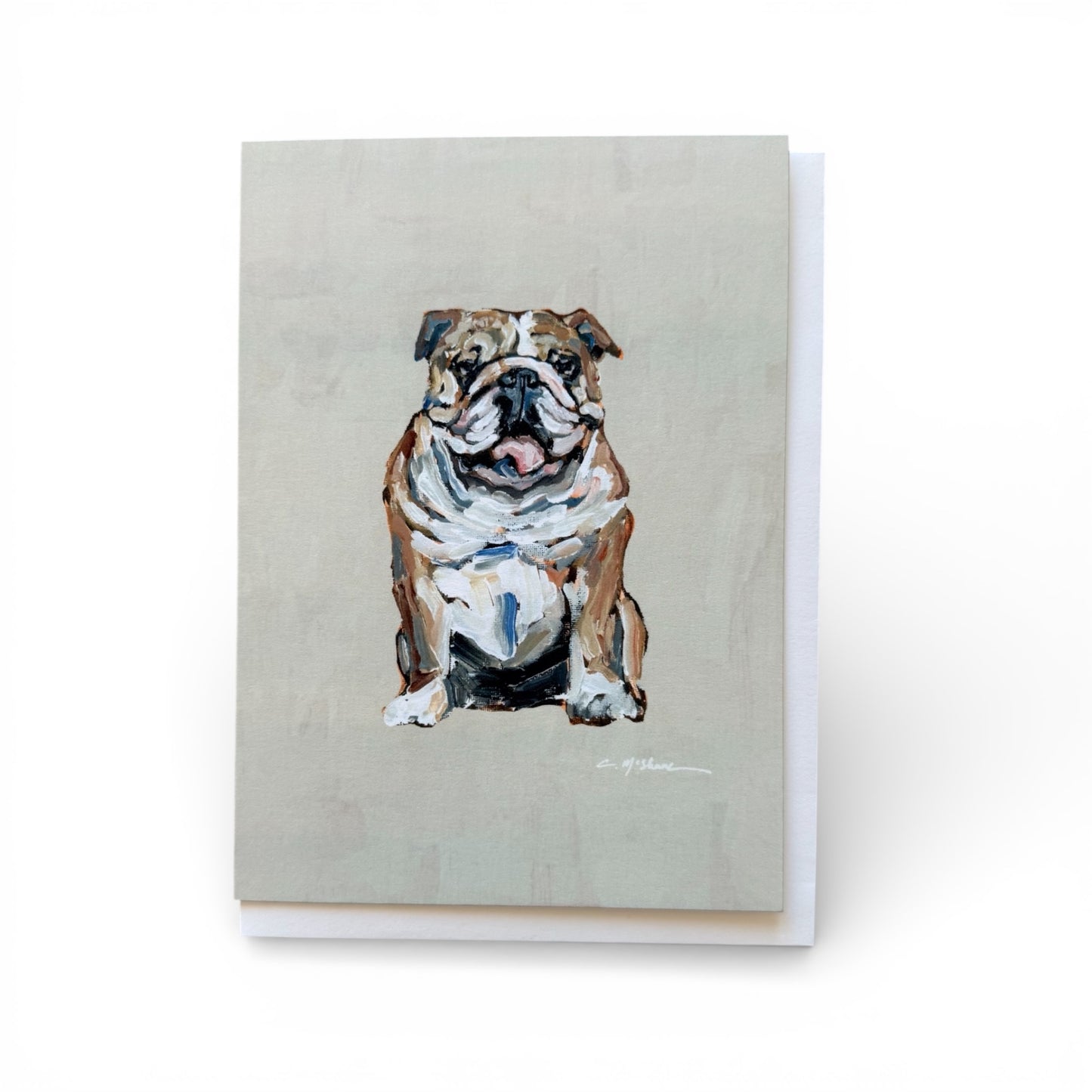 Fawn & White English Bulldog Frameable Dog Card