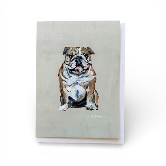 "English Bulldog Fawn & White" framable card