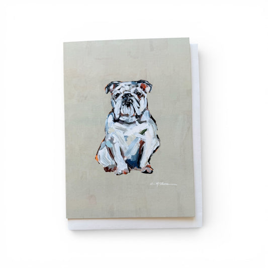 "English Bulldog White" framable card