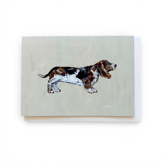 "Basset Hound Tri Standing" framable card