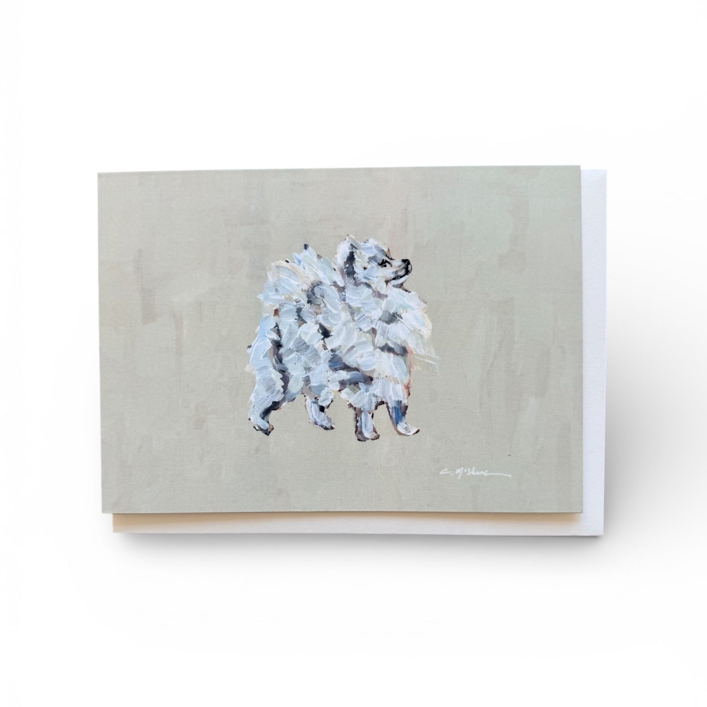 "Pomeranian White" framable card