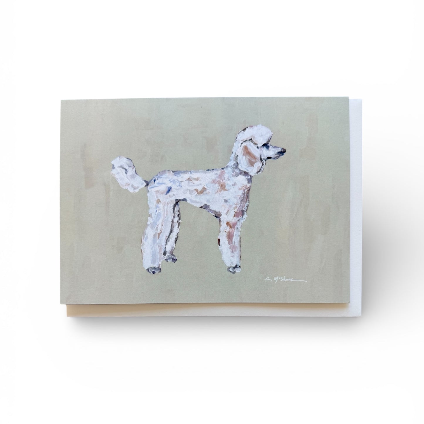 "Poodle White" framable card