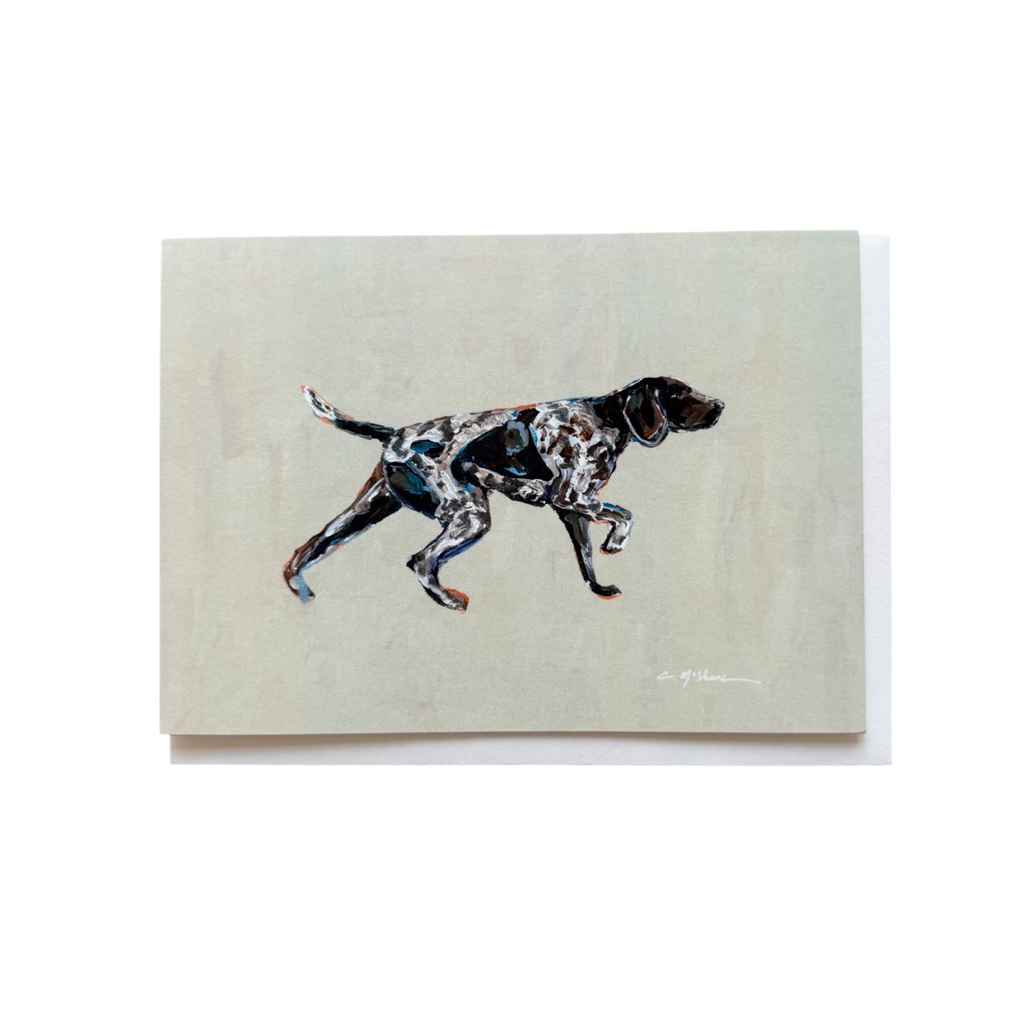 "German Shorthaired Pointer Pointing" framable card
