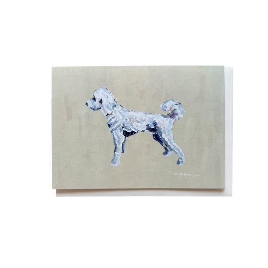 White Doodle Frameable Dog Card