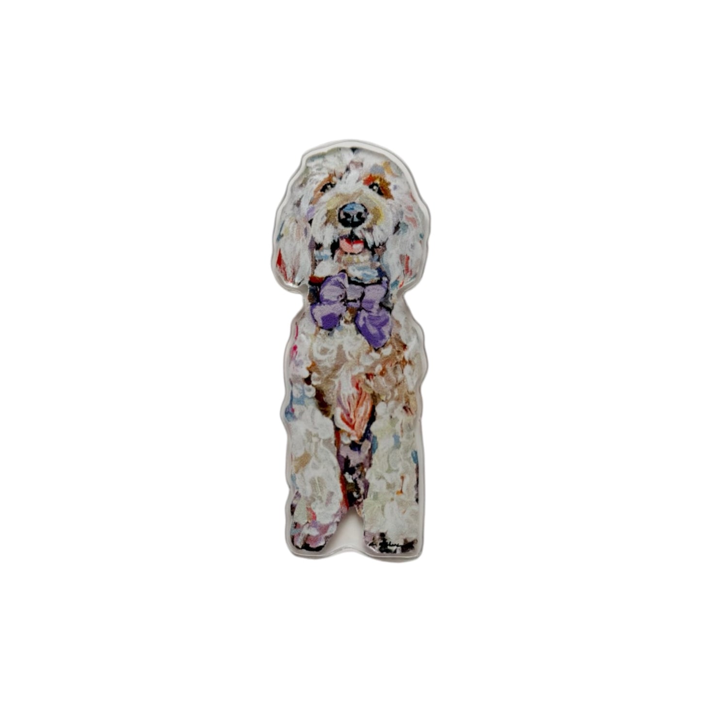 "Goldendoodle White Purple Bow" magnet