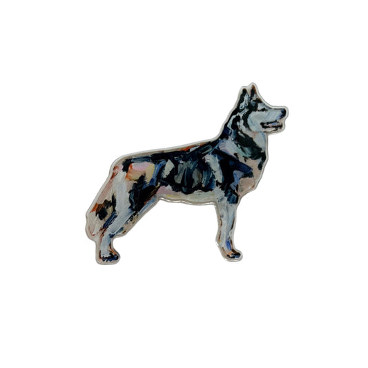 Siberian Husky dog acrylic magnet featuring original artwork by Chelsea McShane.