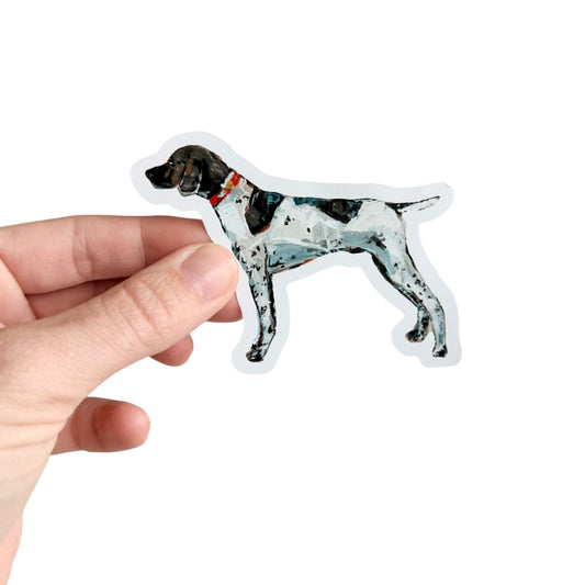 GSP German Shorthaired Pointer dog vinyl removable sticker featuring artwork by Chelsea McShane.