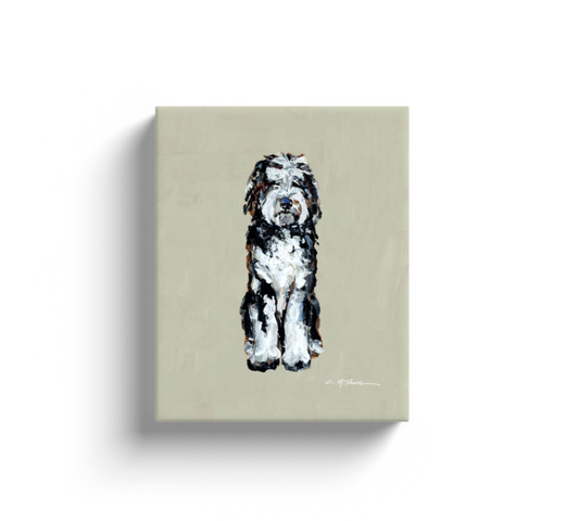 Black & White Doodle Dog Canvas Print