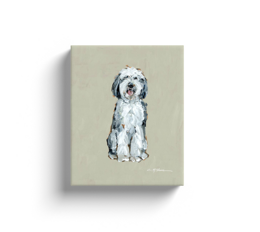 Gray & White Doodle Dog Canvas Print