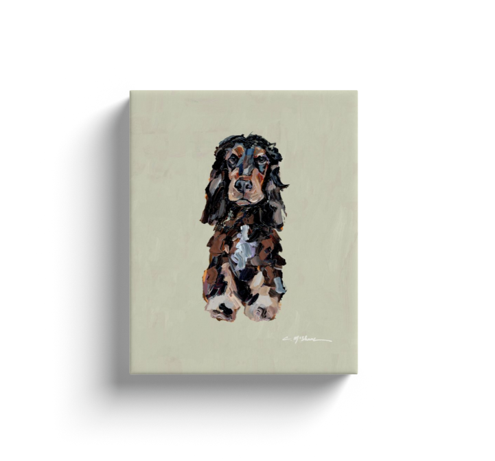 "English Cocker Spaniel black & tan" canvas print