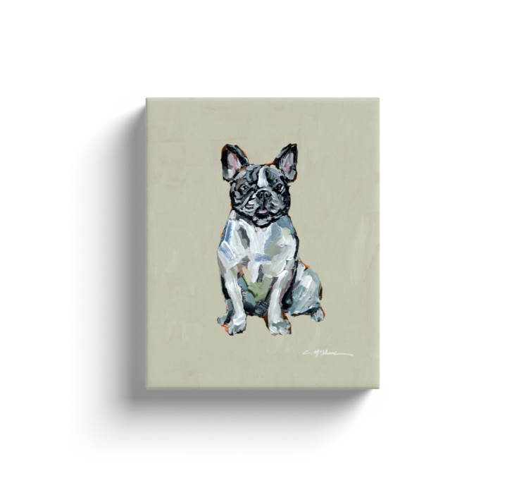 Black & White French Bulldog Dog Canvas Print