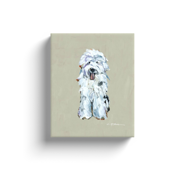 "Old English Sheepdog White" canvas print