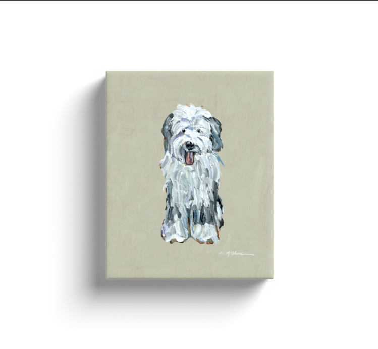 "Old English Sheepdog Gray & White" canvas print